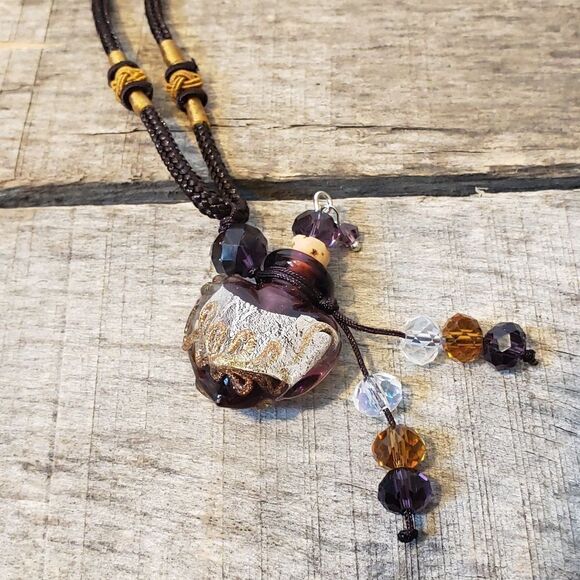 PURPLE Glass Bottle Beaded Necklace - Picture 2 of 6